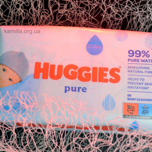 Вологі серветки Huggies Pure 56 шт.