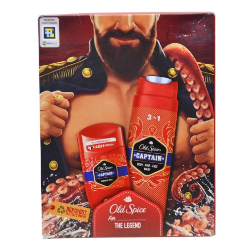 Подарунковий набір Old Spice Dark Captain: Гель для душу 3-в-1 250 мл + Твердий дезодорант 50 мл