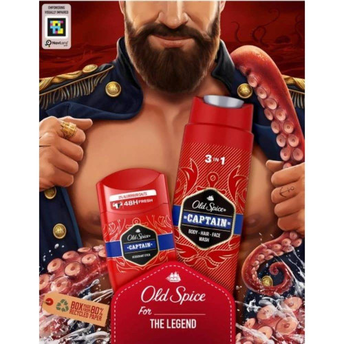 Подарунковий набір Old Spice Dark Captain: Гель для душу 3-в-1 250 мл + Твердий дезодорант 50 мл