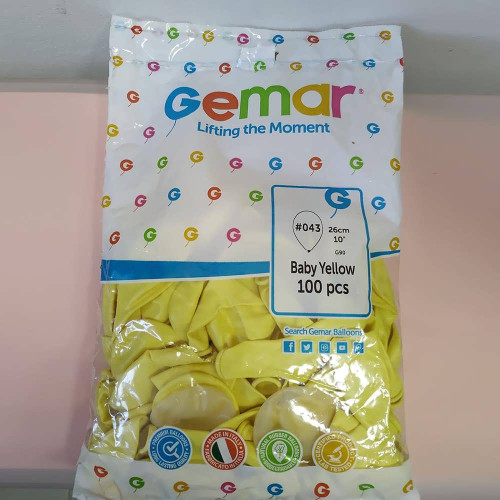 Кульки надувні Gemar 26см 1шт Бейбі Жовті 