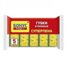 Губка кухонна крупнопориста Бонус Суперпіна, 5 шт.