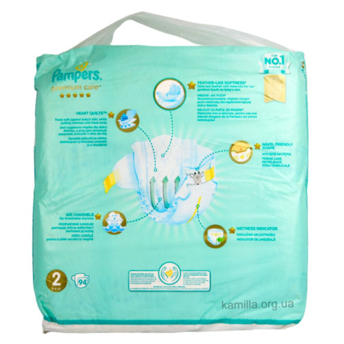 2/Підгузники дитячі Pampers Premium Care №2 4-8кг 94 шт.
