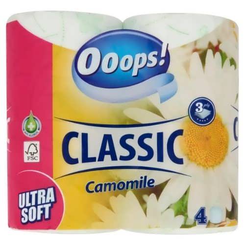 Туалетний папір Ooops! Classic Sensitive 3шари 4 шт 140 листів Ромашка