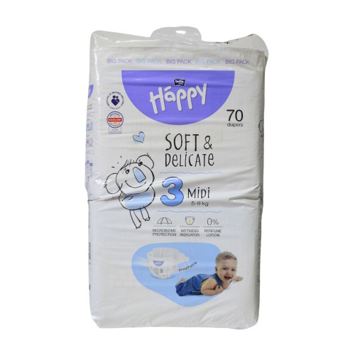 Підгузники дитячі Happy SOFT&DELICATE №3 70шт 5-9кг 
