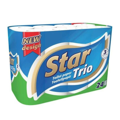 Туалетний папір Star Trio 24шт 3-х шаровий 90 відривів