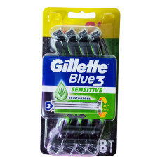 Станки для гоління одноразові Gillette Blue3 8шт Sensitive (зелені) 