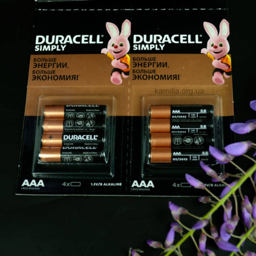 Батарейки алкіева Duracell пальчик 4 шт. 