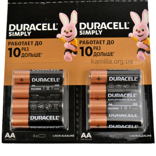 Батарейки алкіева Duracell пальчик 4 шт. 