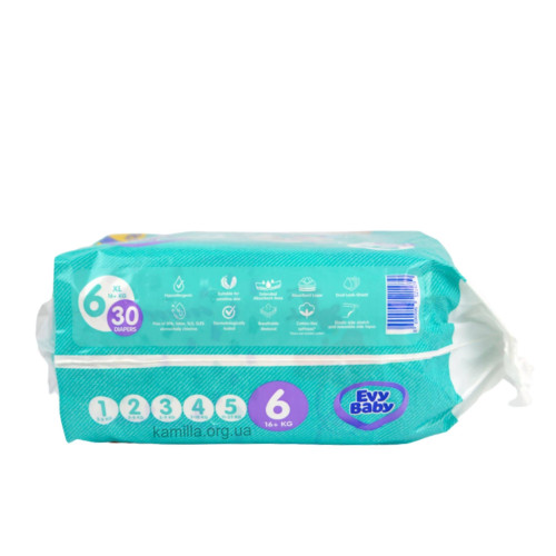 2/Підгузники дитячі Evy Baby №6 16+ 30 шт.