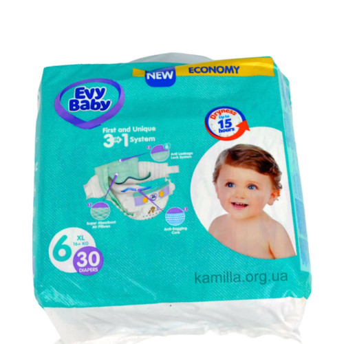 2/Підгузники дитячі Evy Baby №6 16+ 30 шт.