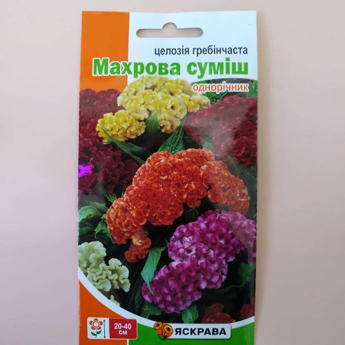Насіння Яскрава Целозія Гребінчаста Махрова суміш 0,3г однорічник