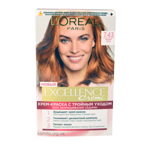 Фарбa для волосся L`Oreal Excellence №7,43 Мідно русий