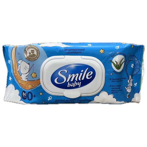 Вологі серветки Smile Baby 84шт Алоє