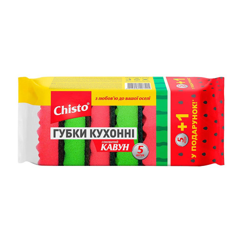 Губки кухонні Chisto 5+1шт (класичні) Кавун