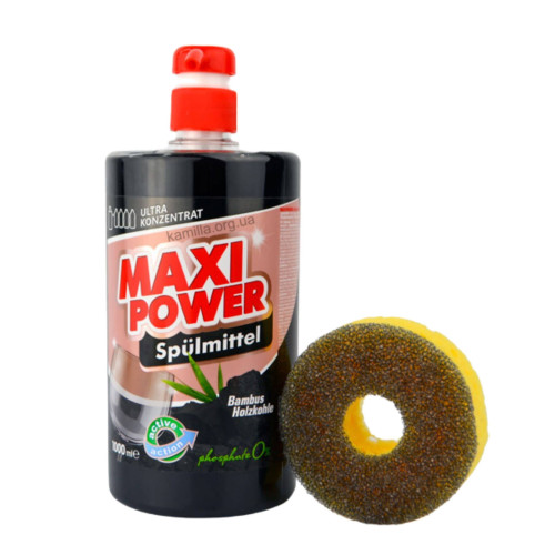 Засіб для миття посуду Maxi Power Бамбукове вугілля 1 л