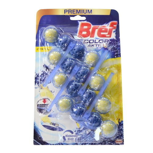 Шарики для туалетів Bref 4шт Цитрусовий (фарбує воду)