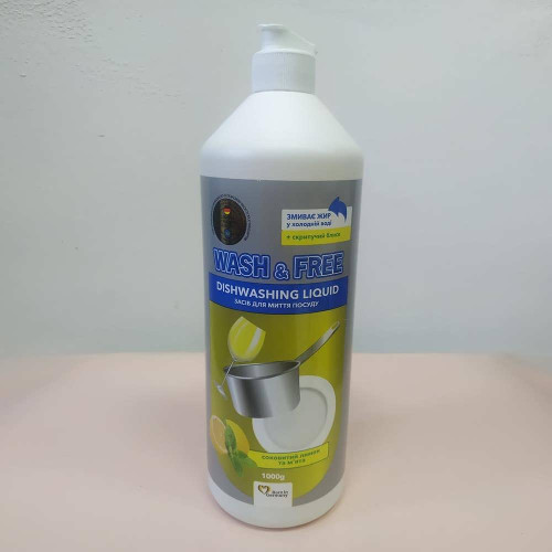 Засіб для миття посуду Wash & Free Соковитий лимон та мята 1 л.