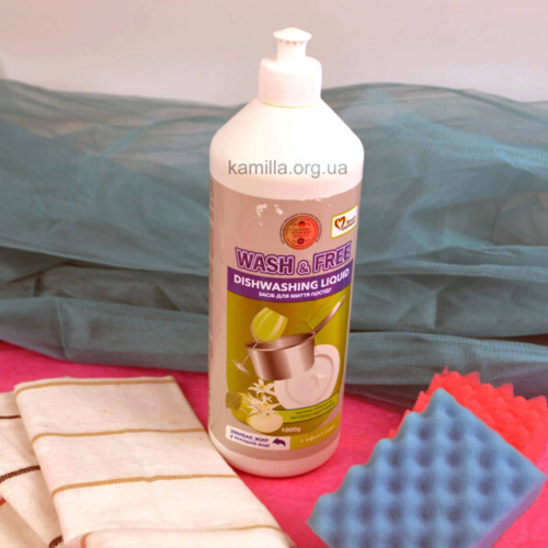 Засіб для миття посуду Wash & Free Зелене яблуко 1 л.
