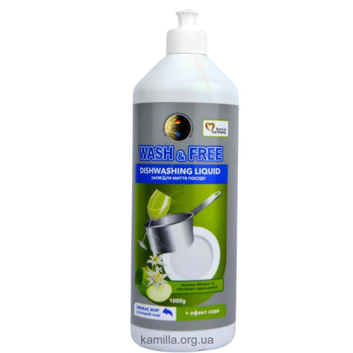 Засіб для миття посуду Wash & Free Зелене яблуко 1 л.