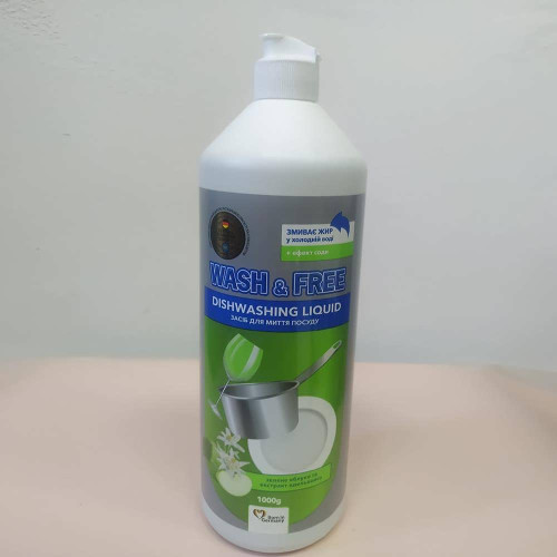 Засіб для миття посуду Wash & Free Зелене яблуко 1 л.