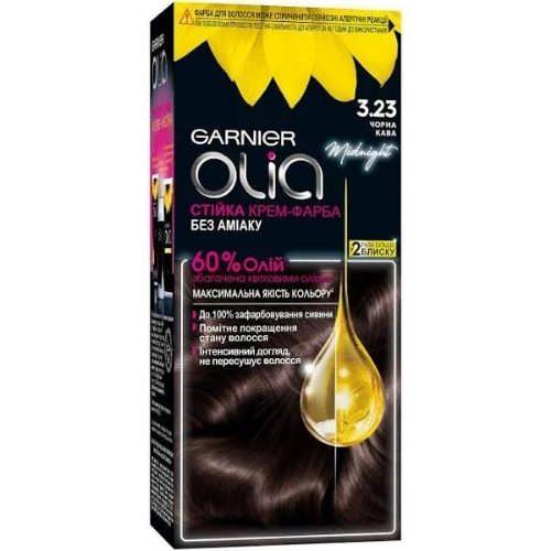 Безаміачна стійка крем-фарба Garnier Olia №3,23 Чорна кава 112 мл