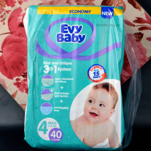 Підгузки дитячі Evy Baby 40шт  №4 ( 7-18 кг) 