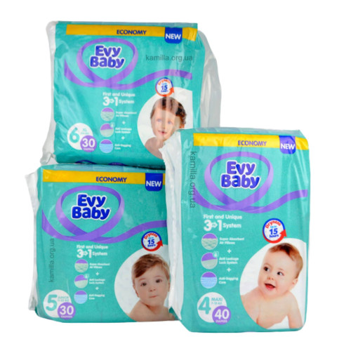 Підгузки дитячі Evy Baby 40шт  №4 ( 7-18 кг) 