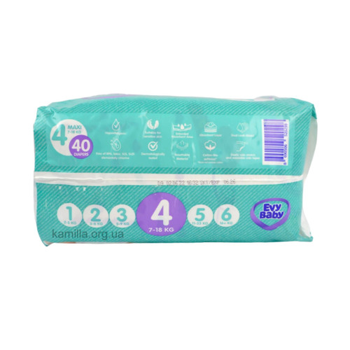 Підгузки дитячі Evy Baby 40шт  №4 ( 7-18 кг) 