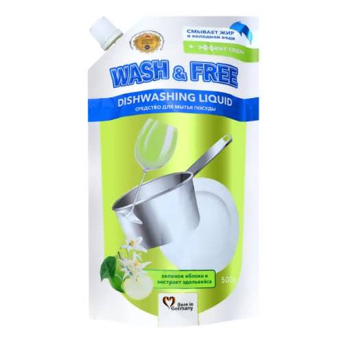 Засіб для миття посуду Wash & Free Яблуко та едельвейс 0,5 л.