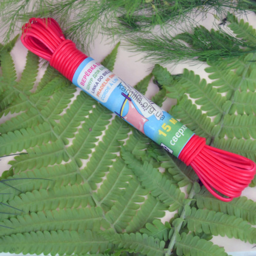 Шнур для білизни червоний 15 м 1 шт