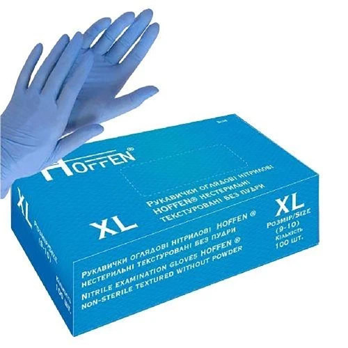 Рукавиці нітрілові Hoffen 100шт ХЛ сині