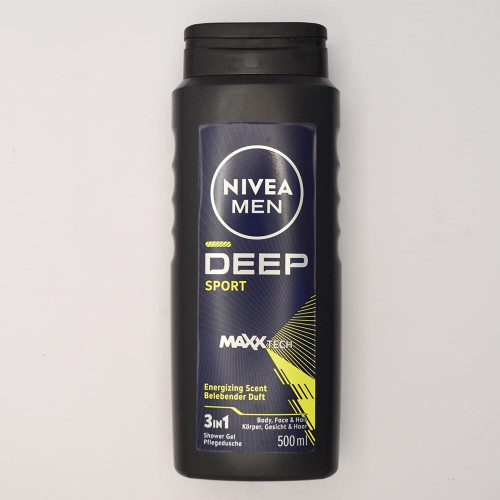 Чоловічий гель для душу Nivea 500мл 3в1 Діп Спорт