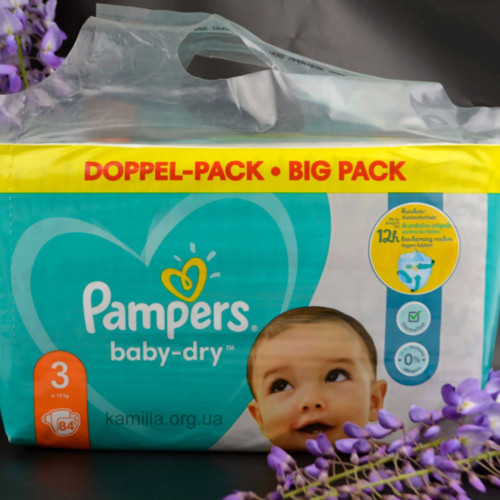 2/Підгузники дитячі Pampers Baby-Dry №3 6-10 кг 84 шт