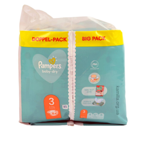 2/Підгузники дитячі Pampers Baby-Dry №3 6-10 кг 84 шт