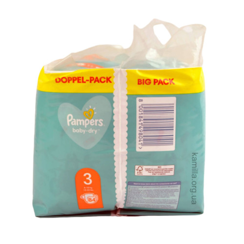2/Підгузники дитячі Pampers Baby-Dry №3 6-10 кг 84 шт