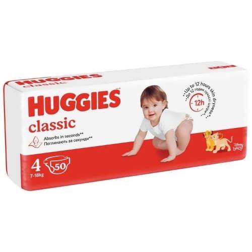 Підгузники дитячі Huggies Classic №4 7-18 кг 50 шт
