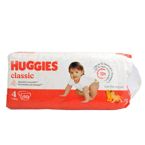 Підгузники дитячі Huggies Classic №4 7-18 кг 50 шт