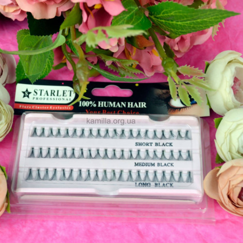 Вії пучками для нарощування Starlet Professional 3-х розмірні 60 шт.