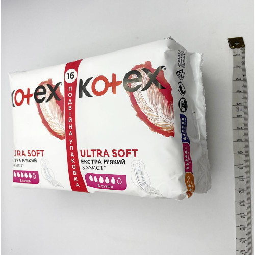 Гігієнічні прокладки Kotex Ultra Soft Super (Хлопок) 16 шт.