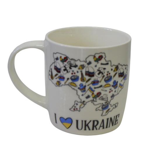 Чашка Kvarta 360 мл I love Ukraine бочка  + подарункова коробка 