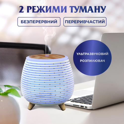 Зволожувач повітря для дому міні 90 мл портативний з підсвічуванням та імітацією диму аромадифузор
