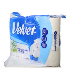 Туалетний папір Velvet Soft White 16 рулонів 3 шари 150 відривів