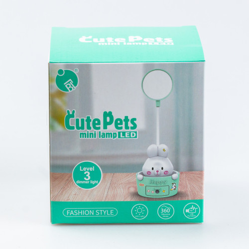 Дитяча настільна лампа Cute Pets з точилкою для олівців, рожевий