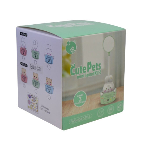 Дитяча настільна лампа Cute Pets з точилкою для олівців, рожевий