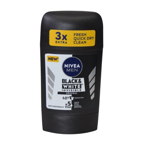 Чоловічий дезодорант стік Nivea 50мл DЕО ЧОРНЕ ТА БІЛЕ НЕВИДИМИЙ ORIGINAL 