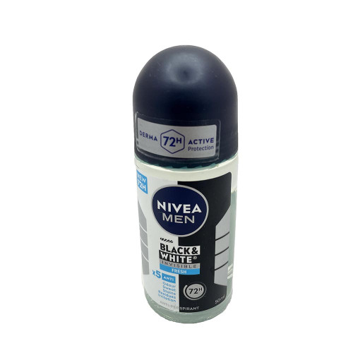 Чоловічий дезодорант кульковий Nivea 50мл Део невидимий для чорного та білого Fresh 