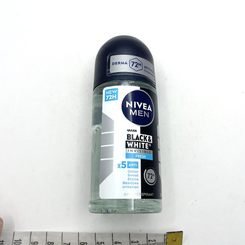 Чоловічий дезодорант кульковий Nivea 50мл Део невидимий для чорного та білого Fresh 