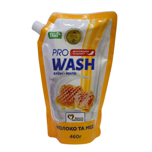 Рідке крем-мило Pro Wash 460мл Молоко та мед дойпак