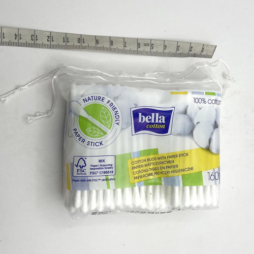 Палички гiгiєнiчні Bella 160 шт., папер стік, поліет. паков.