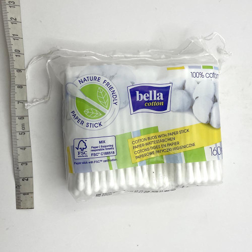 Палички гiгiєнiчні Bella 160 шт., папер стік, поліет. паков.